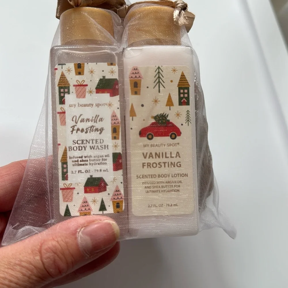 Vanilla Frosting Scented Body Wash, Lotion & Pouf Set NEW